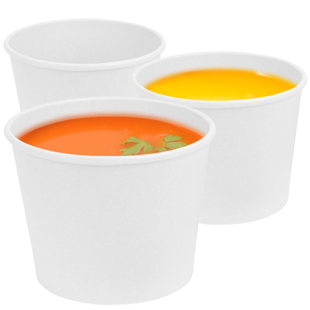 12 oz squat White Kraft Paper Container 3 1K