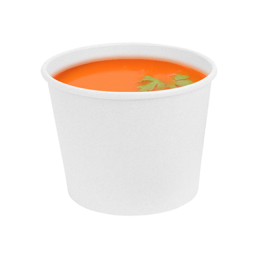 12 oz squat White Kraft Paper Container Tomato